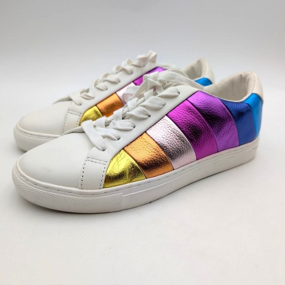 Kurt Geiger London Lane Stripe Sneaker Shoes Women's White Size US9 EU40
